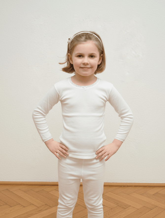 Noha - White long-sleeve top for girls