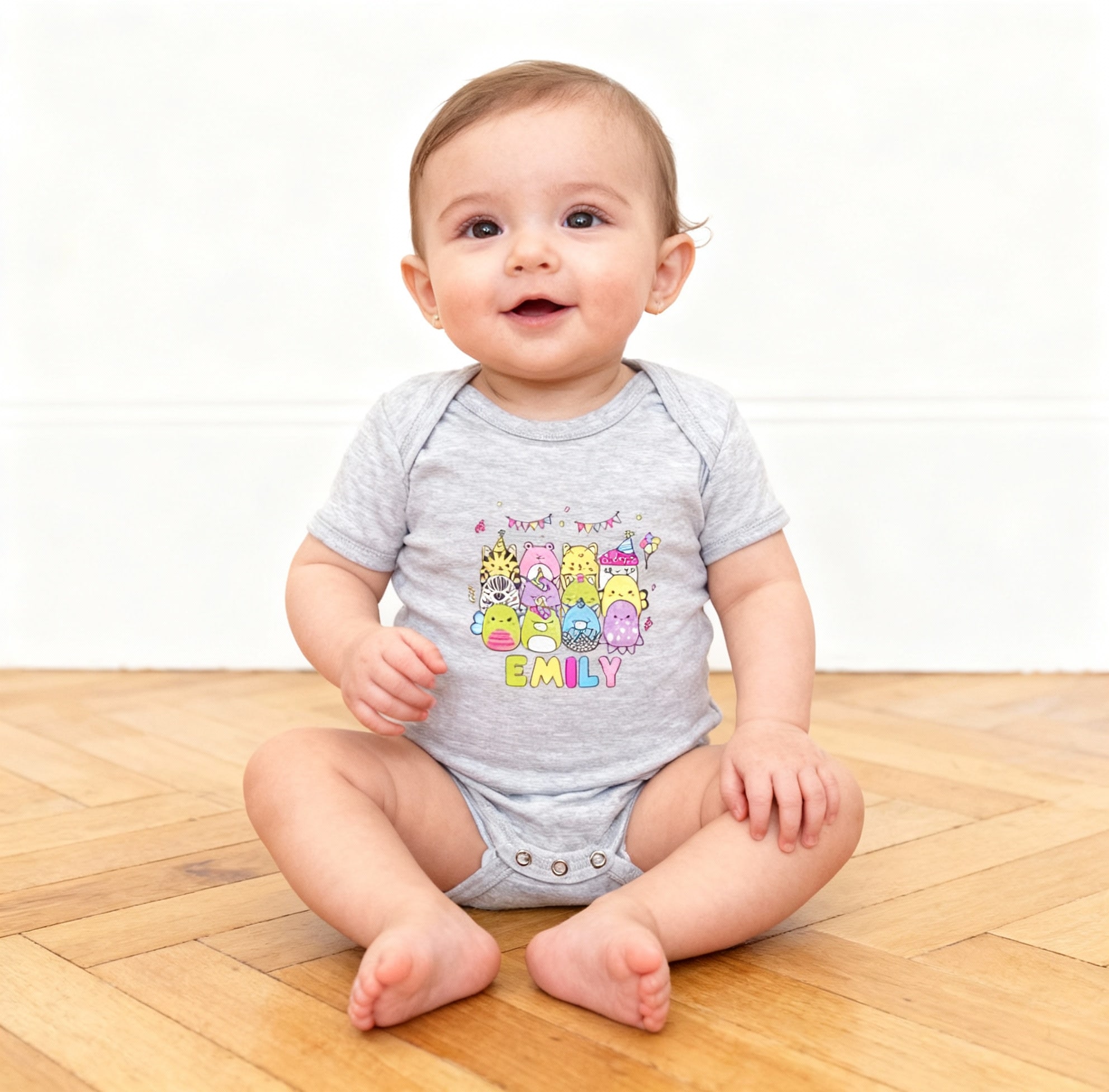 Noha - Colored and Printed Short Sleeve Bodysuit for Baby girl