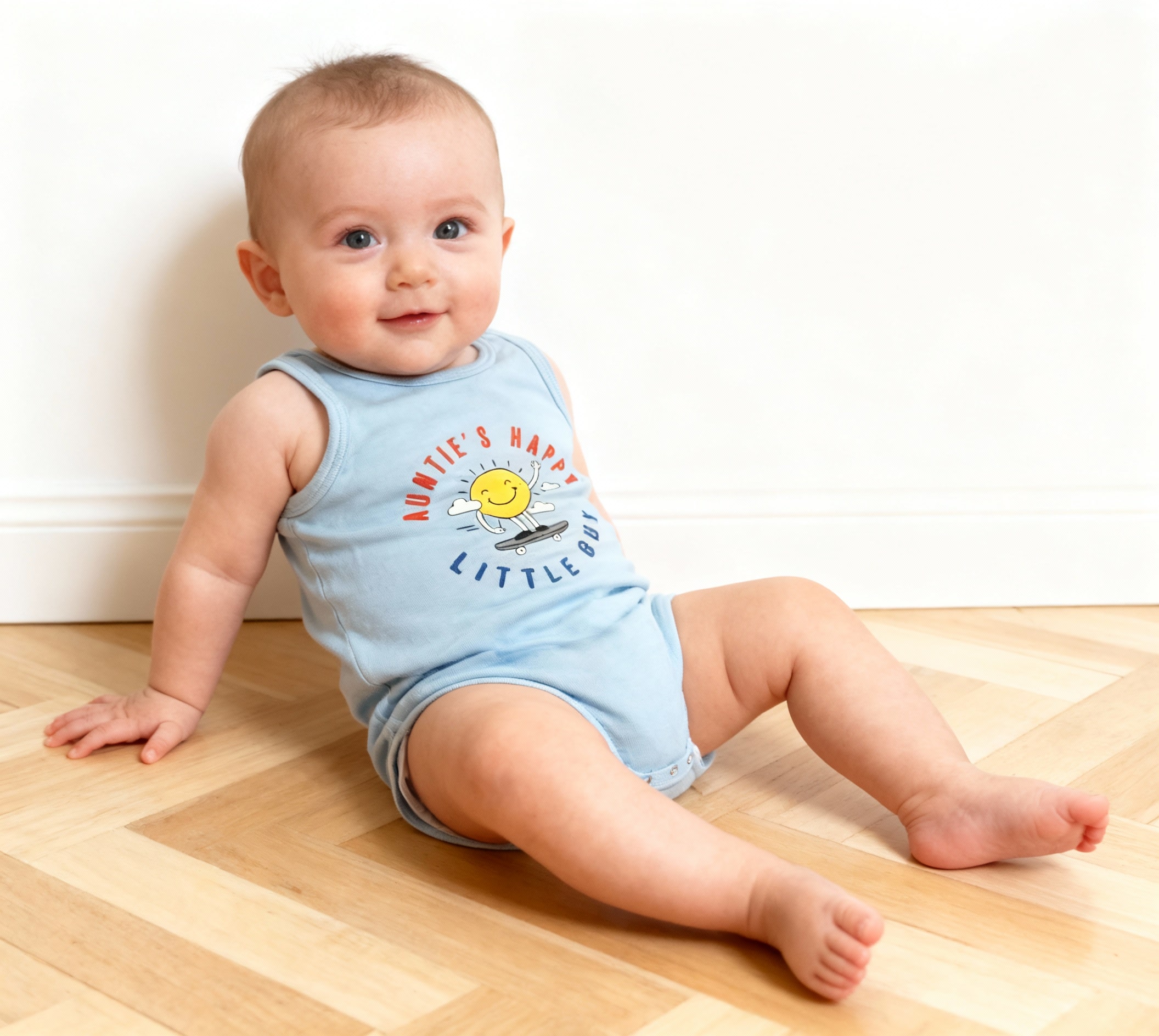 Noha - Sleeveless Baby Boy Bodysuit Sunny