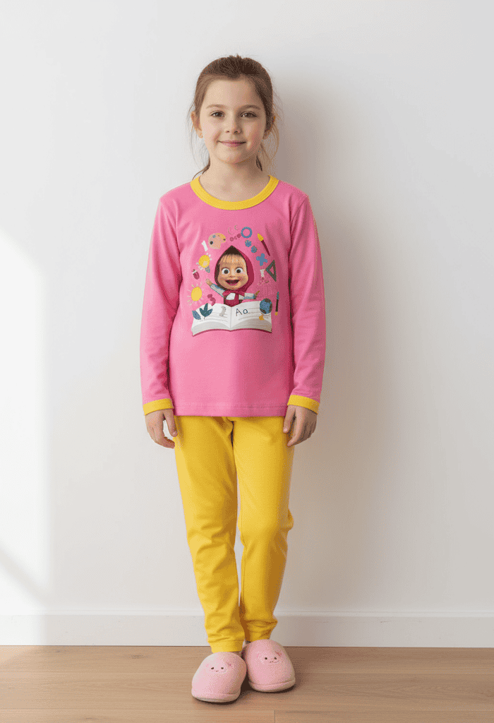 Girls' colorful printed long-sleeve top and pants set 2