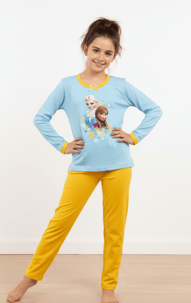 Girls' colorful printed long-sleeve top and pants set 3