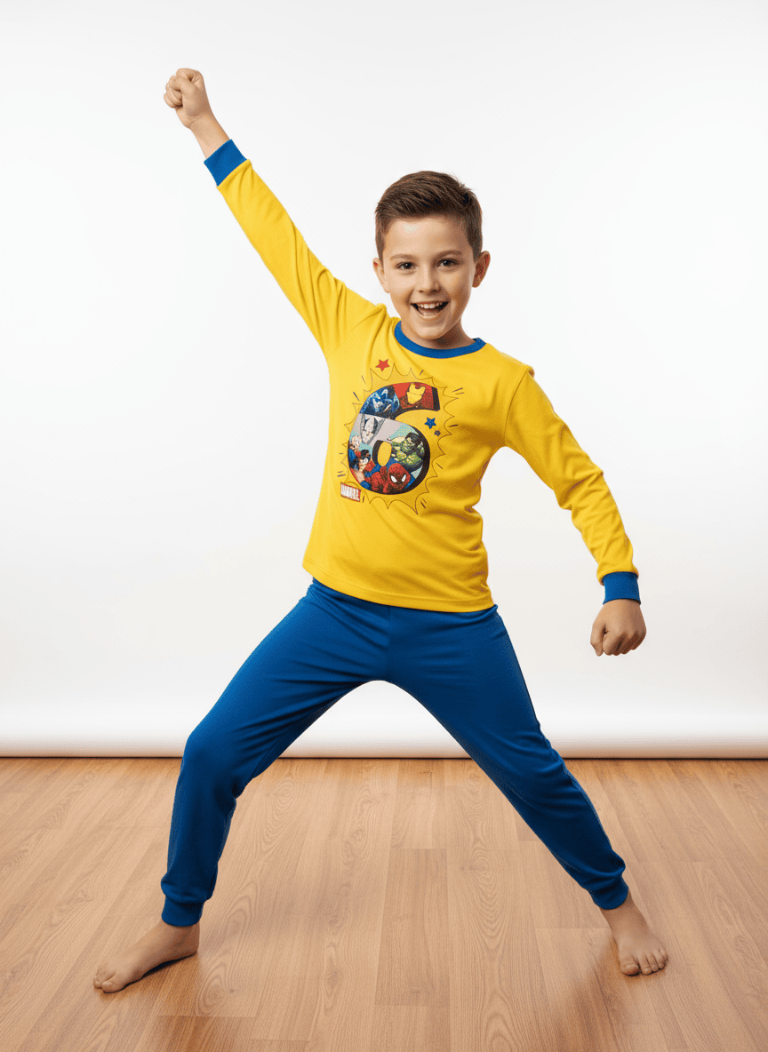 Boys' long-sleeve full-length printed colorful set 3