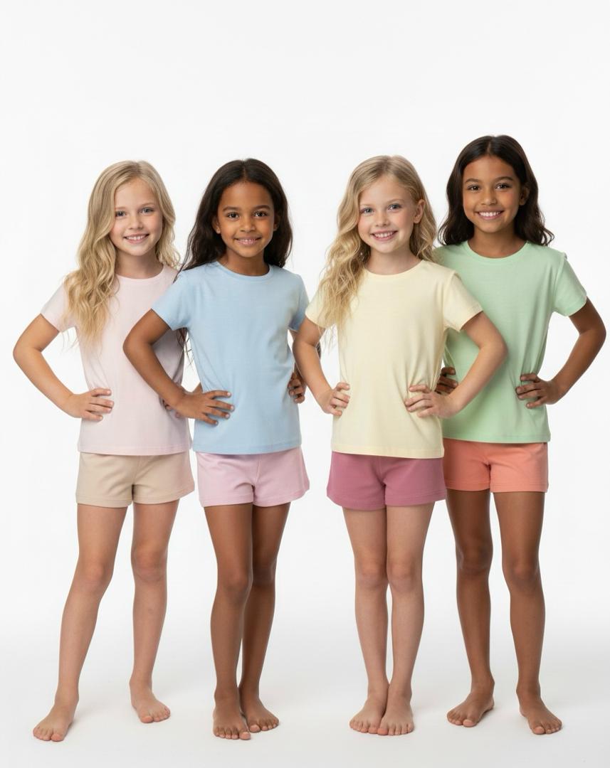 Girls' 3-Piece Printed Lycra Shorts Set 5