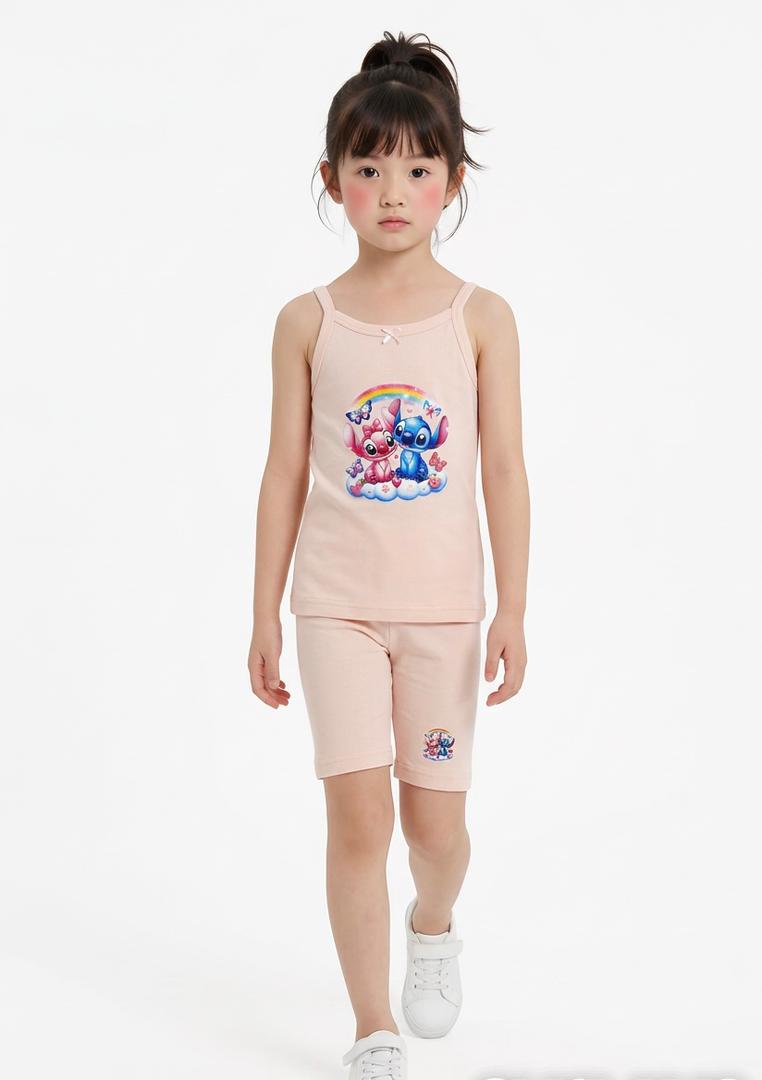 Noha - Girls' Summer Pajama Set with Stitch Print