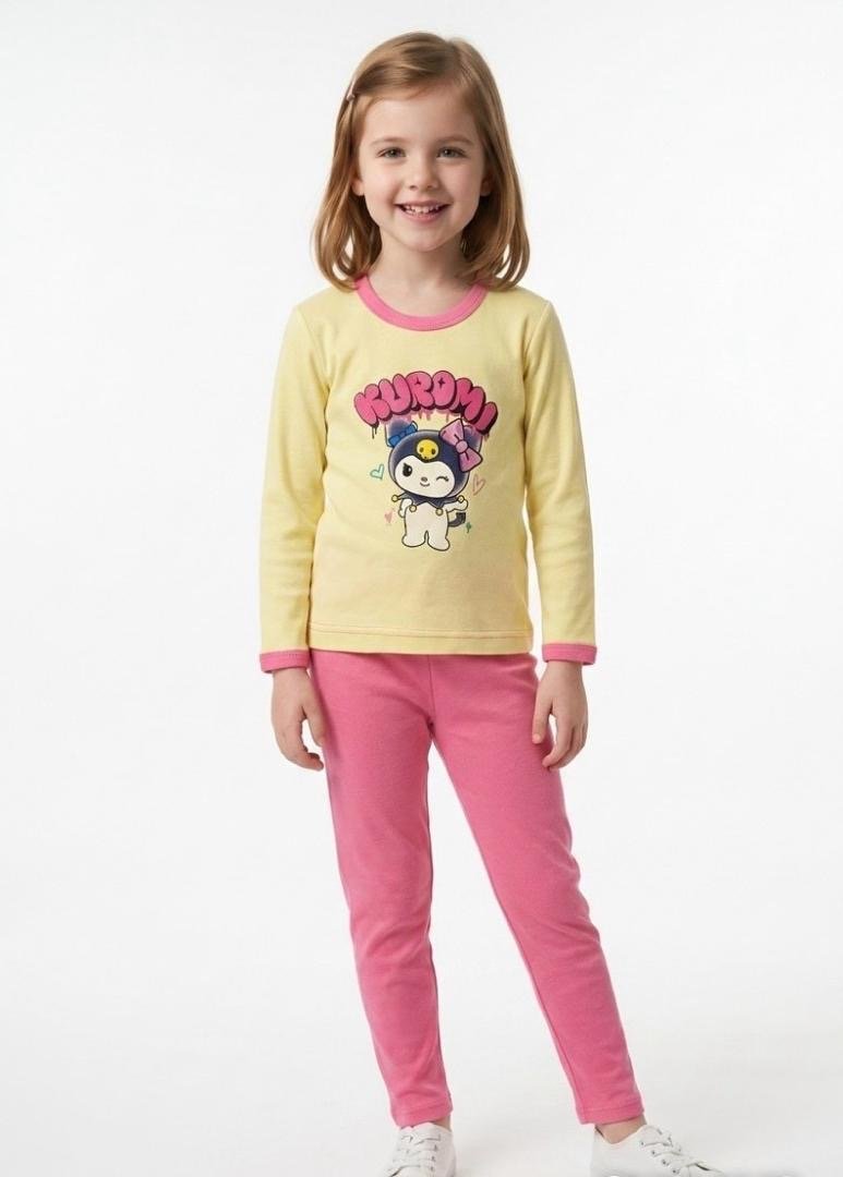 Girls' colorful printed long-sleeve top and pants set 5