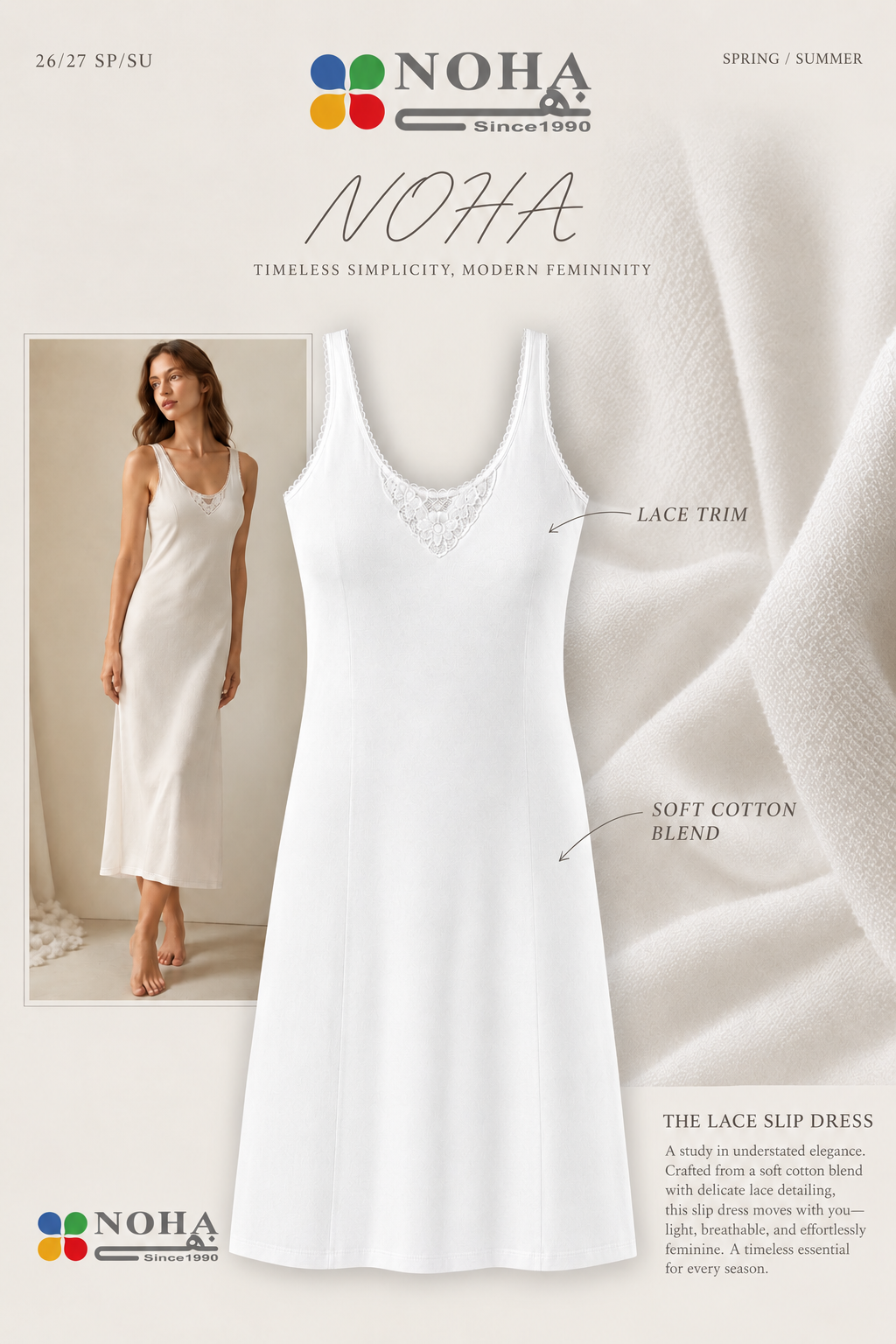 Noha - White Maksi Recamo women's negligee.
