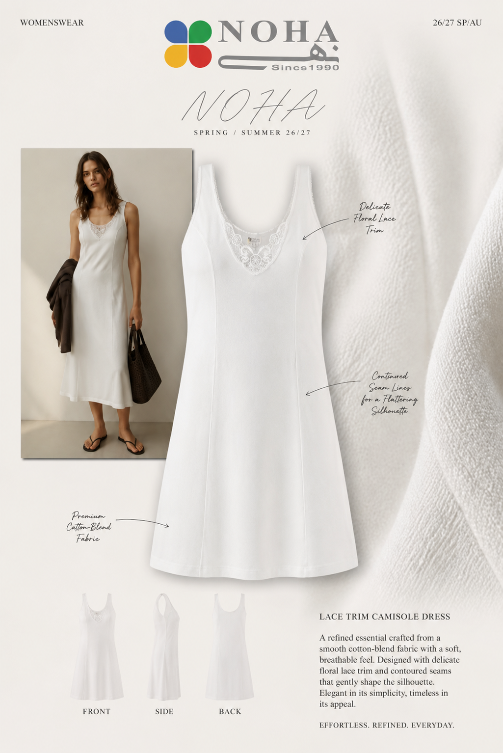 Noha - White middle Recamo women's negligee