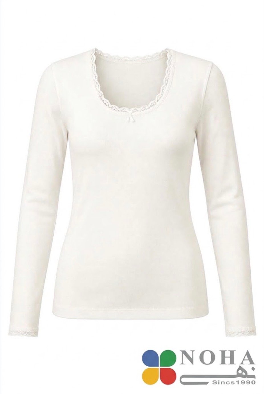 Noha - Women's Long Sleeve White Lace